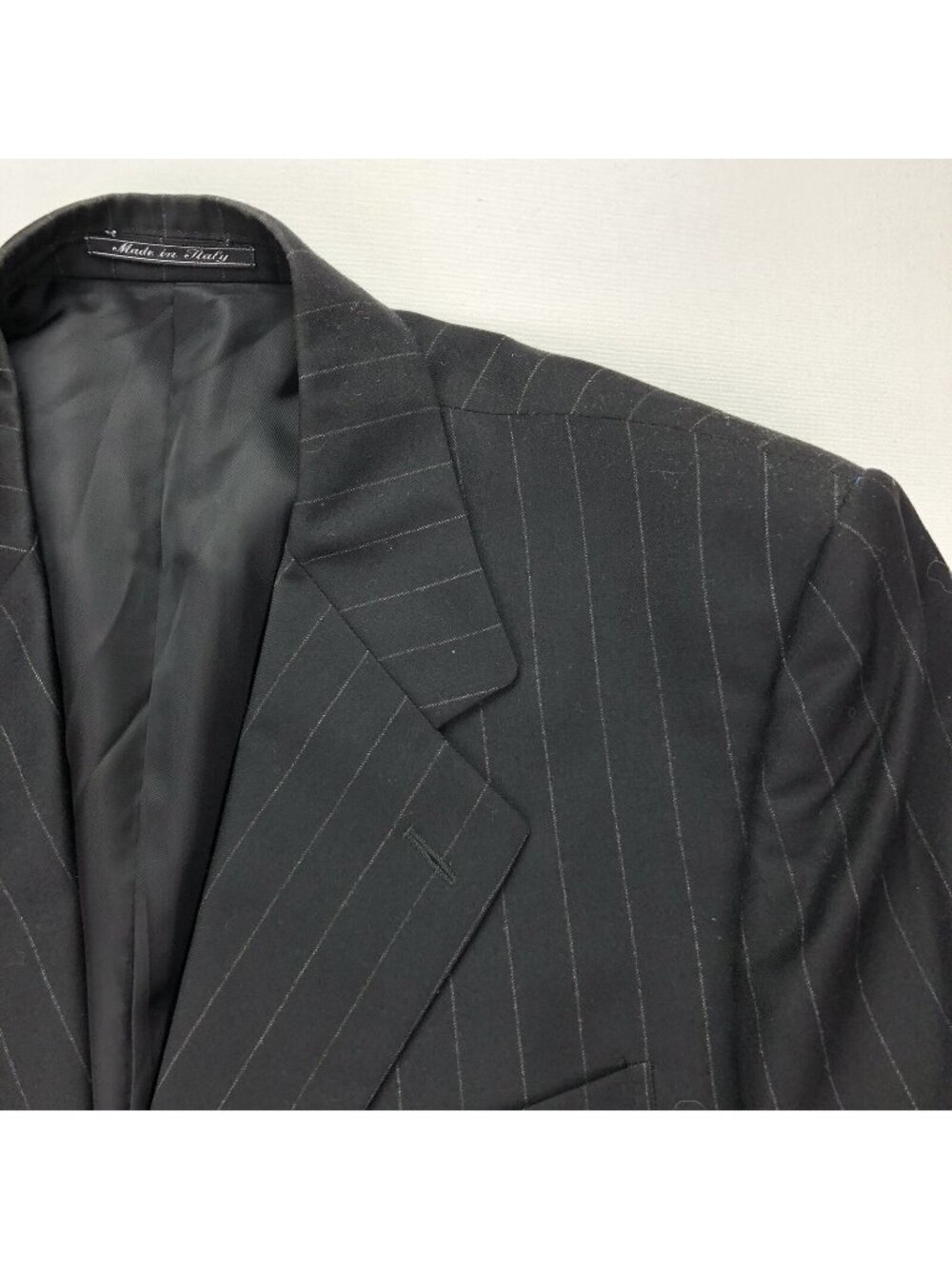 Bernini Men’s 3-Button Wool Cashmere Blazer Jacket Black Stripes • 42 R